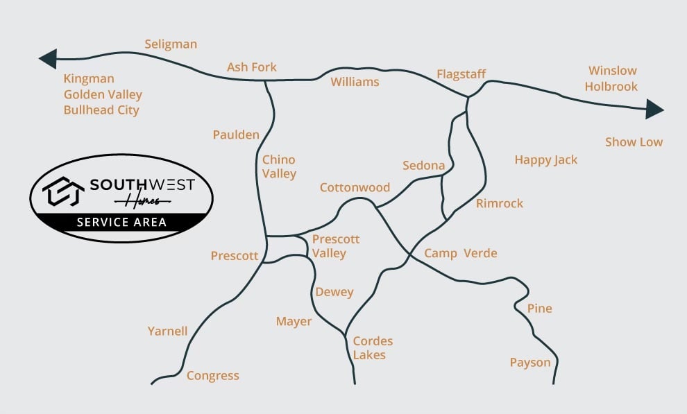 Southwest Homes - Northern Arizona Service Area Map